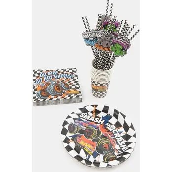 Party nádobí Sinsay - Sada papírového stolního nádobí: talíře, ubrousky, brčka a kelímky Hot Wheels 60 pack - vícebarevná - 861EQ-MLC - 861EQ-MLC-ONE