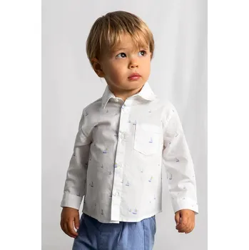 Chlapecká košile Dětská lněná košile Mayoral 1118.3C.Baby.PPY2 bílá 00X, vel. 92