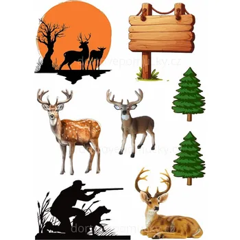 Přisada na vaření a pečení Myslivost vzor č.11 - (jedlý papír nebo fondánový list) - Úprava na přání +20 Kč / Jedlý papír / Bez decor gelu