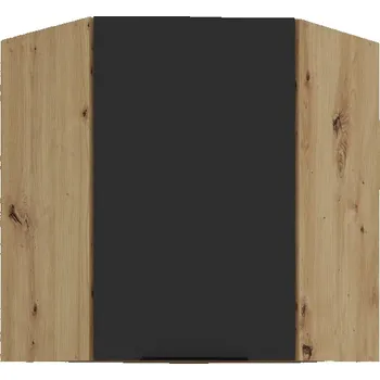 Kuchyňská skříňka Horní rohová skříňka LUNARA 1 - 60x60 cm, černá / dub artisan