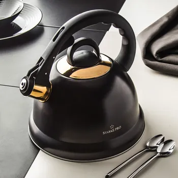Konvice na čaj STARKE PRO Harper 3 l černá - nerezová konvice na vaření vody s píšťalkou
