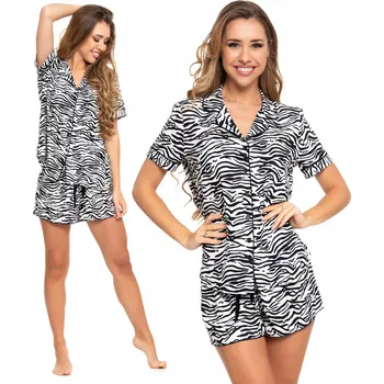 Dámské pyžamo Dámské rozepínací pyžamo Viskóza Dvoudílná Letní Krátká Zebra S MORAJ