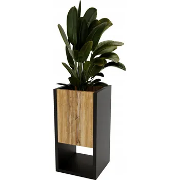 Stojan na květiny Stojan na květiny volně stojící černý dřevěný 45 cm