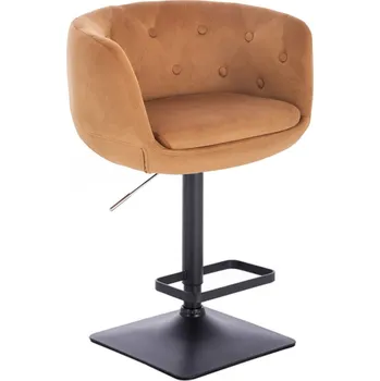 Barová židle LuxuryForm DESIGN Barová židle MONTANA VELUR na černé hranaté podstavě - medová