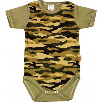 Kojenecký body Body s KRÁTKÝM rukávem 100% Bavlna MASKÁČOVÝ KHAKI vel. 104 KLEKLE