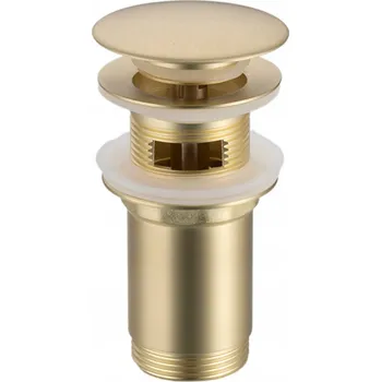 Sifon BALNEO Zátka do umyvadla KLIK-KLAK, kartáčované zlato, s přepadem, model C