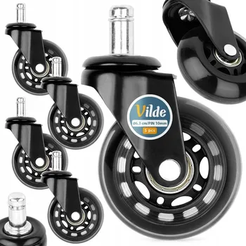 5x Kolečka ke Kancelářské Židli kaučuková gumová silikonová otočná pro židle IKEA