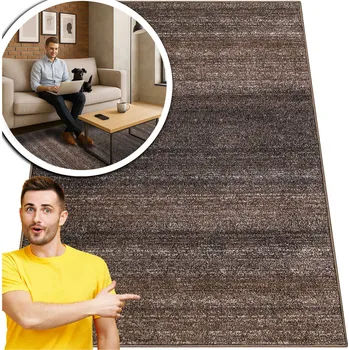 Koberec MODNÍ KOBERCE DO OBÝVACÍHO POKOJE ADVENTURE FRYZ HNĚDÝ MĚKKÝ MODERNÍ 60x110