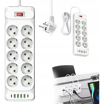 Napájecí kabel Prodlužovací Kabel lištový Bedee 2 m než 8 ks zásuvek, bílý