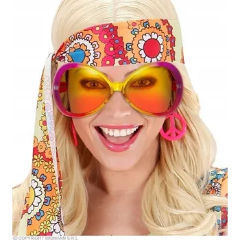 Sluneční brýle SLUNEČNÍ BRÝLE MUŠKY DĚTI KVĚTINY ŽLUTÉ HIPPIES 70. LÉTA