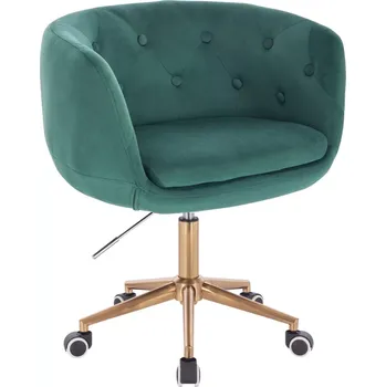 LuxuryForm DESIGN Kosmetické křeslo MONTANA VELUR na zlaté podstavě s kolečky - zelené