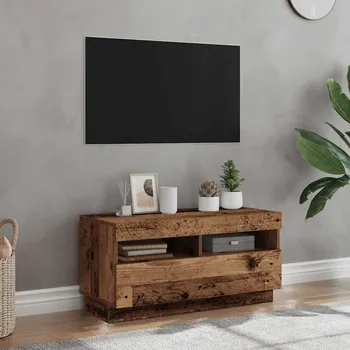 Obývací pokoj vidaXL TV stolek s LED old wood 80 x 35 x 40 cm kompozitní dřevo