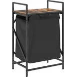 Koš na prádlo s výsuvnými vaky, černý, 50 x 33 x 77 cm