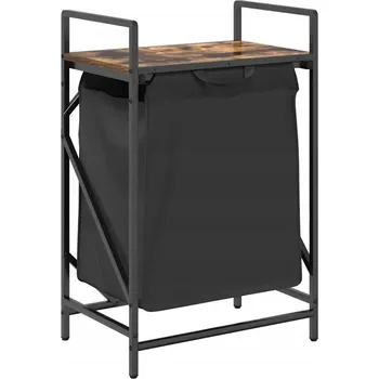Koš na prádlo s výsuvnými vaky, černý, 50 x 33 x 77 cm