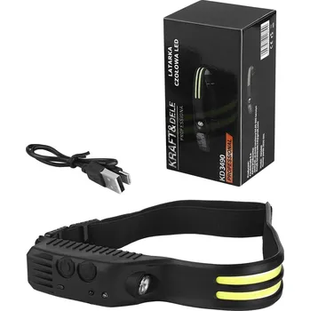 Čelovka ČELOVKA LED AKUMULÁTOROVÁ 2v1 S PÁSKEM, USB A SENZOREM POHYBU