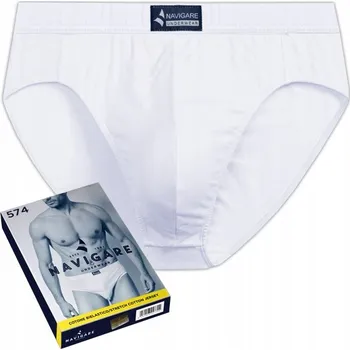 Slipy NAVIGARE pánské slipy slipy PREMIUM s vnitřní gumou 574 bílé XL