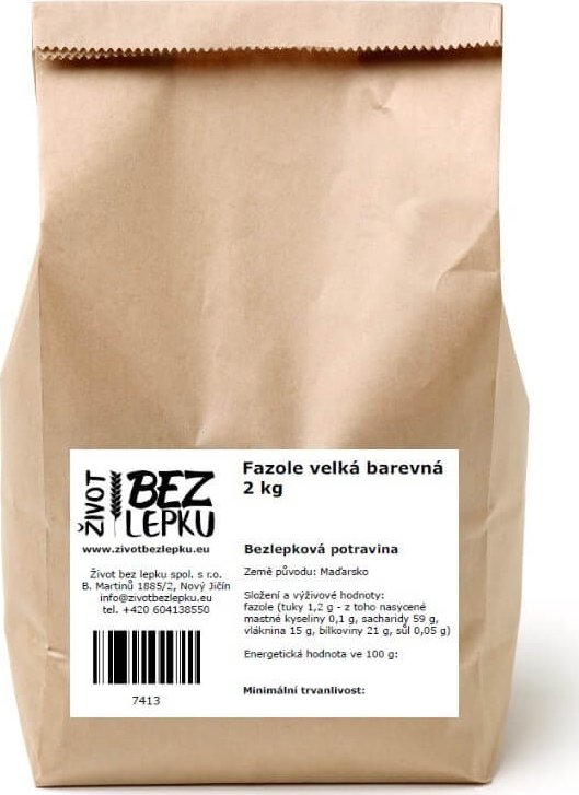 Život bez lepku Fazole velká barevná 2 kg