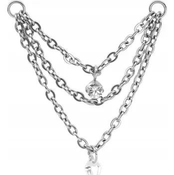 Řetízek Řetízek trojitý s krystalky 30 mm stříbrný