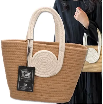 Plážová taška Slaměná taška Lumaca BB6 (Plážová slaměná dámská taška 32 x 24 x 7 cm, přírodní béžová + hnědé prvky )