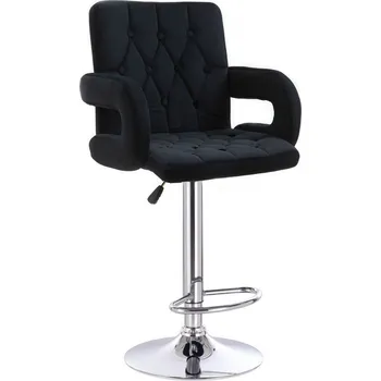 Barová židle LuxuryForm DESIGN Barová židle BOSTON VELUR na stříbrném talíři - černá