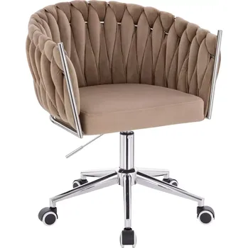 LuxuryForm DESIGN Židle NORDEN VELUR na stříbrné podstavě s kolečky - latte