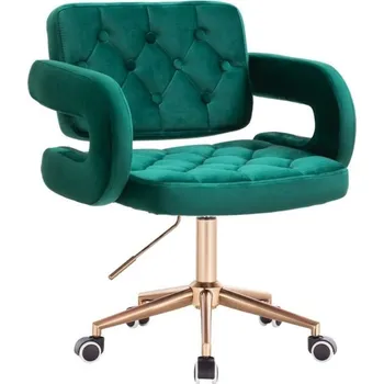 LuxuryForm DESIGN Kosmetická židle ADRIA VELUR na zlaté podstavě s kolečky - zelená