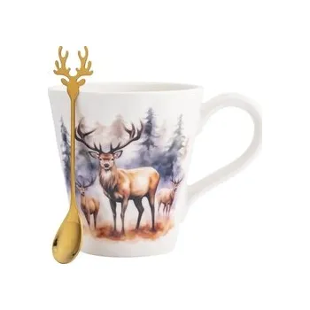 KUBEK STOŻEK NBC 480 ML ZE ZŁOTĄ ŁYŻECZKĄ DEK. JELEŃ B COLOR BOX