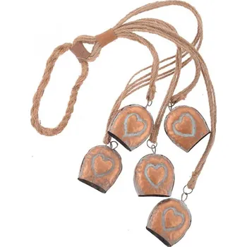 Vánoční dekorace Závěs Zvonky se srdíčkem plechové, měděné