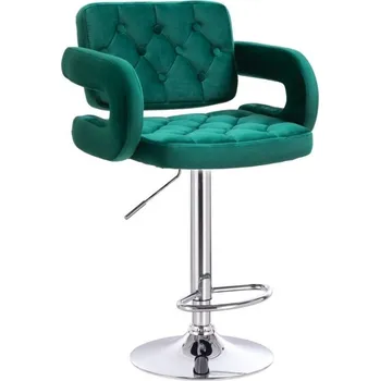 Barová židle LuxuryForm DESIGN Barová židle ADRIA VELUR na stříbrném talíři - zelená