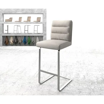 Barová židle DELIFE Barová židle Pela-Flex Stripes světle šedá jídelní židle plochý nerezová ocel