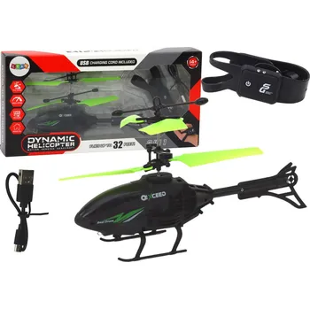 autíčko LEAN Toys Ručně ovládaná helikoptéra Black and Green