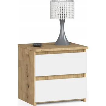 Noční stolek Akord noční stolek CL2 40 cm se 2 zásuvkami - dub artisan/bílá 40 x 40 x 35