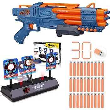 Dětská zbraň Nerf Elite 2.0 Ranger PD-5 F4186 + elektronický terč 3 cíle + 30 šipek Waffle