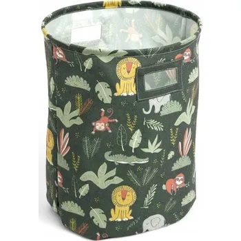 úložný prostor na hračky KULATÝ KOŠÍK NA HRAČKY POLYESTER ZELENÝ Ø 35 CM VÝŠKA 45 CM