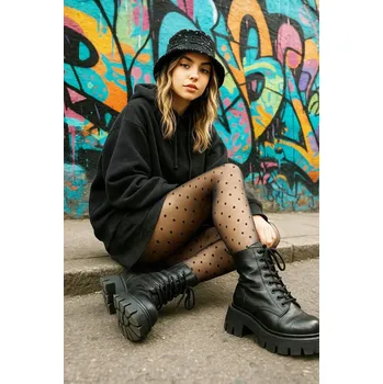 Dámské punčochy Punčocháče vzorované Aurellie Dottie 20 DEN Černé, velikost 3