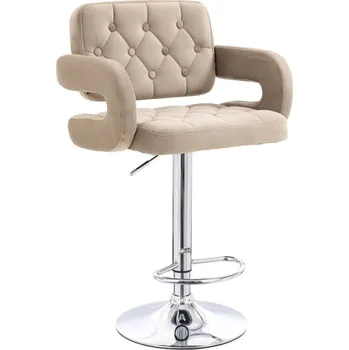 Barová židle LuxuryForm DESIGN Barová židle ADRIA VELUR na stříbrném talíři - latte