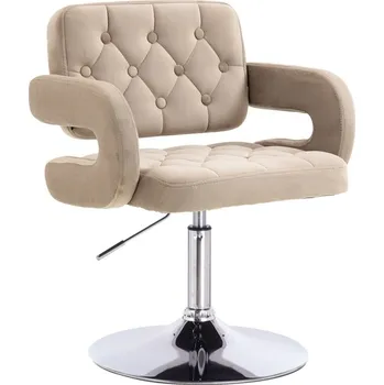 Barová židle LuxuryForm DESIGN Židle ADRIA VELUR na stříbrném talíři - latte