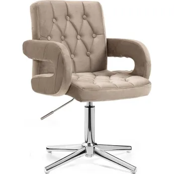 LuxuryForm DESIGN Kosmetické židle BOSTON VELUR na stříbrném kříži - latte