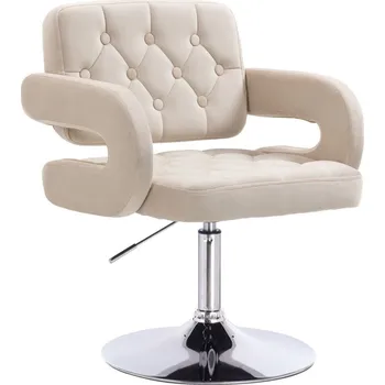 Barová židle LuxuryForm DESIGN Židle ADRIA VELUR na stříbrném talíři - krémová