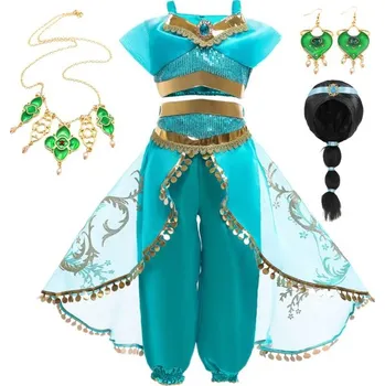 Hračka pro nejmenší YOGLY Dívčí kostým šaty Princezna Jasmine Cosplay Halloween Vánoce Karneval Narozeninová párty