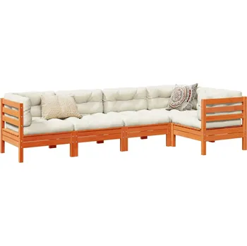 Zahradní lavice zahrada-XL 5dílná zahradní sedací souprava podušky voskově hnědá borovice 3299438