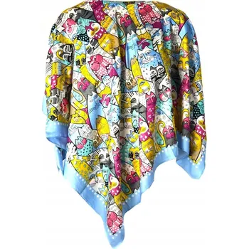 Šála Šátek/Šála s jemným motivem koček - Krásný dárek (Modrá)