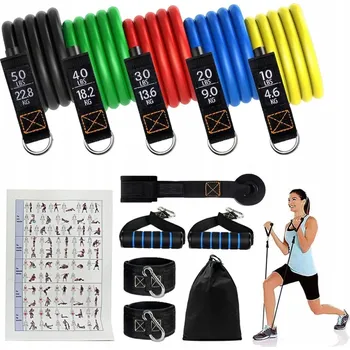 ODPOROVÉ GUMY NA CVIČENÍ WORKOUT BANDS SADA 5 GUM VYSOKÁ PRÉMIOVÁ KVALITA
