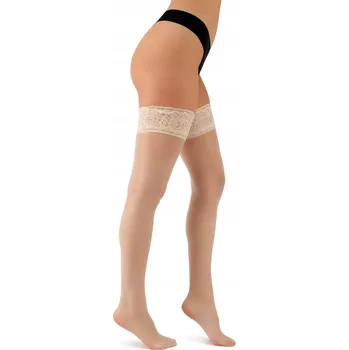 Dámské punčochy Elegantní samodržící punčochy Lycra 20 Den Ecru XS/S-1/2