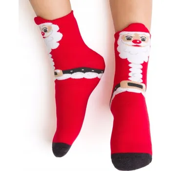 Dámské ponožky STEVEN TEPLÉ DĚTSKÉ PONOŽKY VÁNOČNÍ FROTÉ MIKULÁŠ DÁREK 32-34