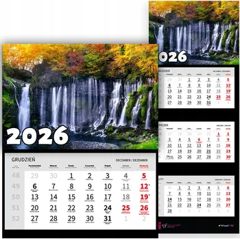 Kalendář Kalendář 2026 trojdílný – krajiny, výhledy, příroda a klid MIX VZORŮ