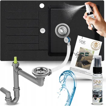 Granitový dřez DŘEZ kuchyňský GRANITOVÝ dřez s odkapávačem, jednokomorový, tečkovaný