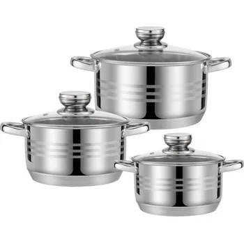 Hrnec PROHOME - Hrnec sada 3-dílná s poklicí 4,7L, 6,5L, 8,2L