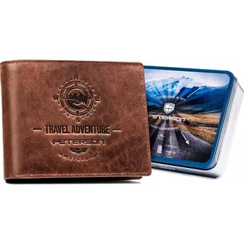 Peněženka Peterson pánská peněženka z přírodní kůže hnědá - muž