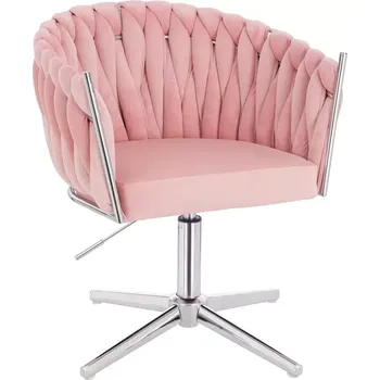 LuxuryForm DESIGN Kosmetická židle NORDEN VELUR na stříbrném kříži - růžová